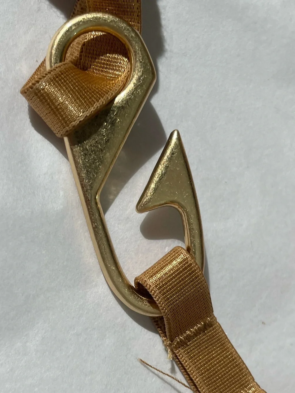 Vintage 80s Braided Cord Belt Artsy Boho Costal Large Hammered Metal Buckle Gold